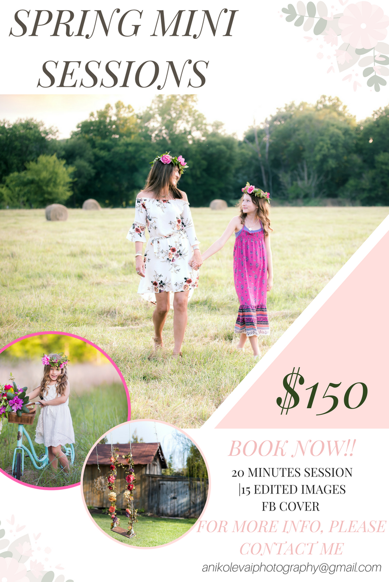 Yay! I am announcing Spring Photo Sessions in Richmond, Virginia. Come and add some fresh and bright photos to your picture gallery. You will love it!